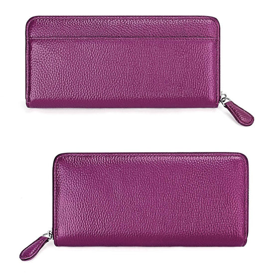 Stylish Rfid Clutch with Zipper - Lychee Texture - Armygreen