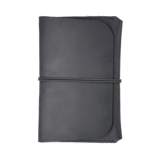 Retro Passport Wallet For Travel Crazy Horse Skin - Black