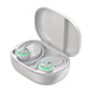 Wireless Bluetooth Earphones with Charging Bin and Digital Display - White