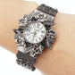 Flower Embossed Retro Bracelet Watch - Women Quartz