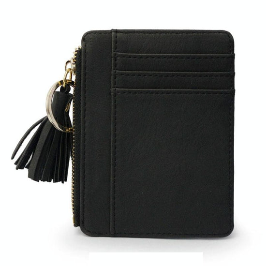 Compact Card Holder With Large Capacity Cute Mini Coin Purse - Black