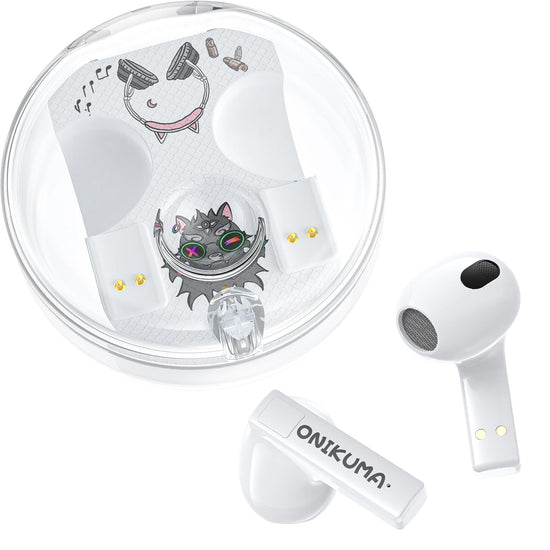 Wireless Cartoon Bluetooth Earphones - Transparent Design - White