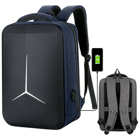 Waterproof Business Laptop Backpack With Usb Port - Multifunctional - Navy Blue - 15 Inch