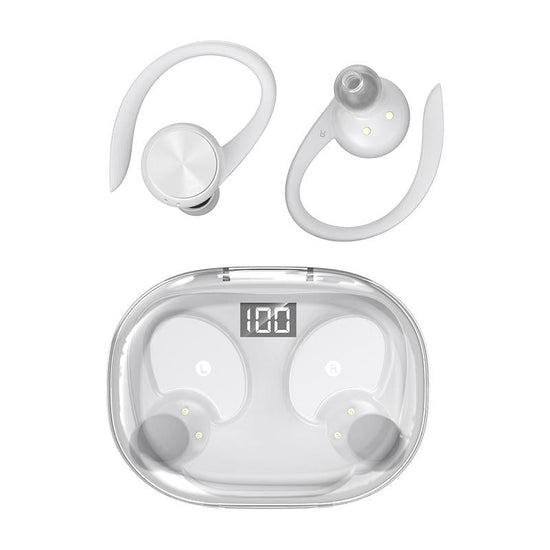 Wireless Earphones with Digital Display and Charging Case - White