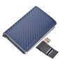 Rfid-protected Plaid Leather Wallet with Automatic Card Ejector - Blue