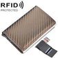 Rfid-protected Plaid Leather Wallet with Automatic Card Ejector - Blue