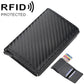 Rfid-protected Plaid Leather Wallet with Automatic Card Ejector - Blue