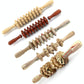 Wooden Abdominal & Leg Roller Massager - Nine Wheels White Red