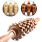 Wooden Abdominal & Leg Roller Massager - Nine Wheels White Red