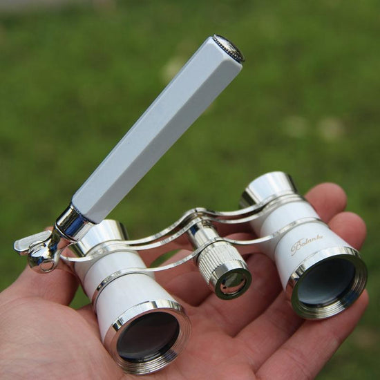Chrome Double Cylinder Telescope with Handle - 3 x 25 Lady - Pearl White