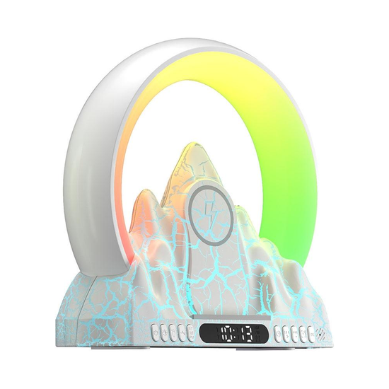 Wireless Charger With Alarm Clock & Bluetooth Speaker - White