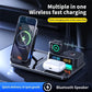 5 In 1 Magnetic Wireless Charger Stand With Clock & Speaker - White