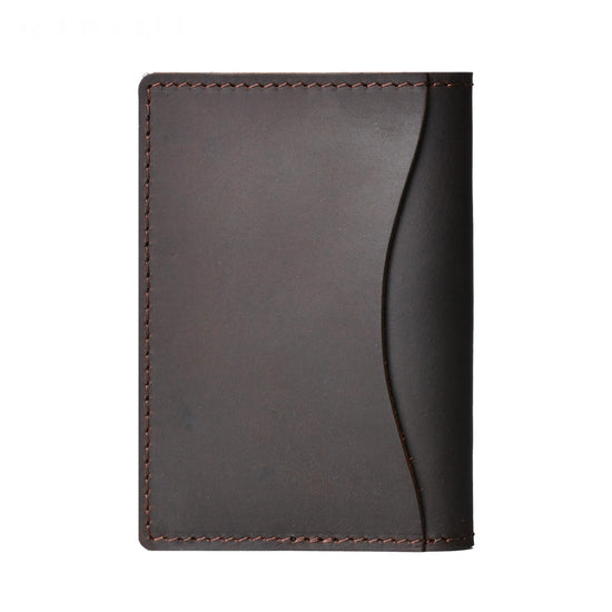 Minimalist Cowhide Card Holder Compact Wallet For Bank & Membership Cards - Coffee