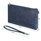 Retro Leather Clutch Bag With Zipper - 6 Inch - Dark Blue