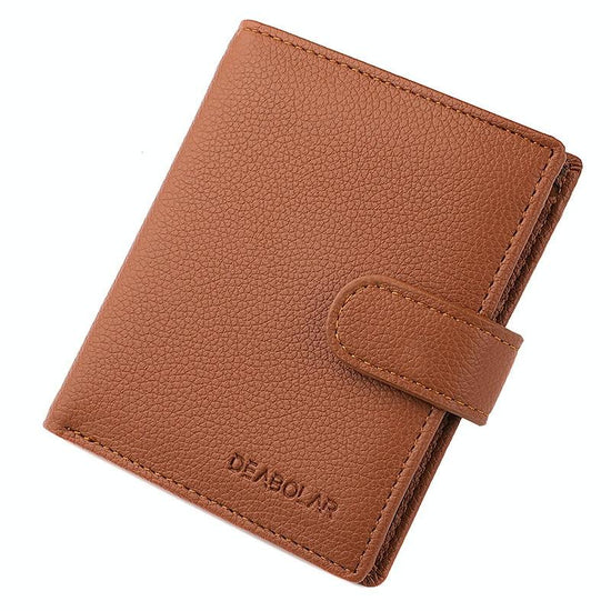 Men Vertical Coin Purse With Buckle And Zipper Card Holder And Driver License Protector - Brown