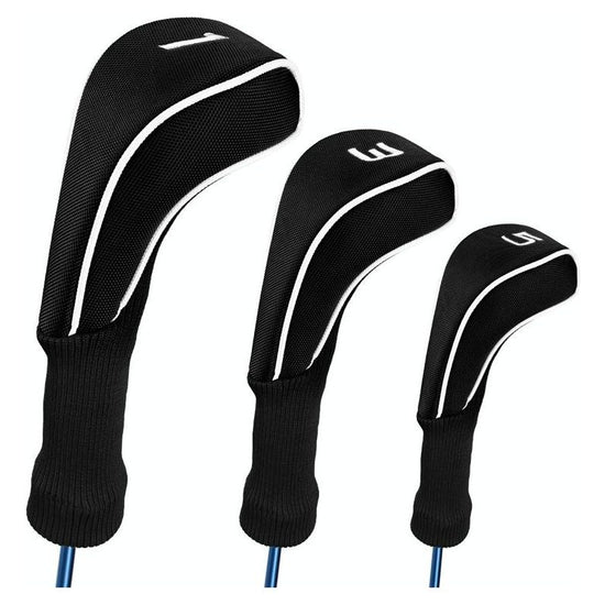 3-In-1 Golf Club Cover Set - No.1 No.3 No.5 - Black