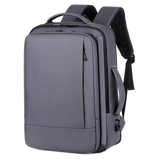 Waterproof Expandable Laptop Backpack With Usb Port - Grey