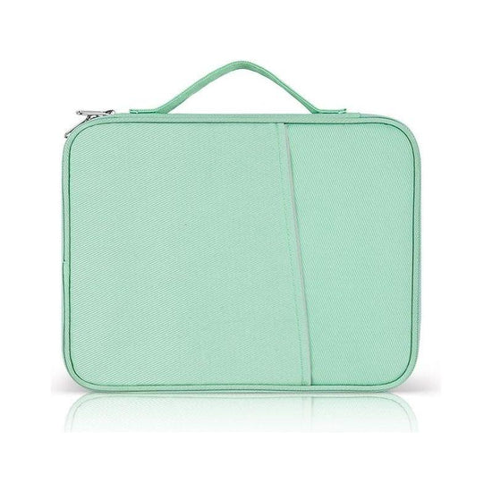 Leather Portable Bag With Cloth Texture - Green