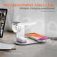 3 In 1 Wireless Charger With Night Light 15W - Silver