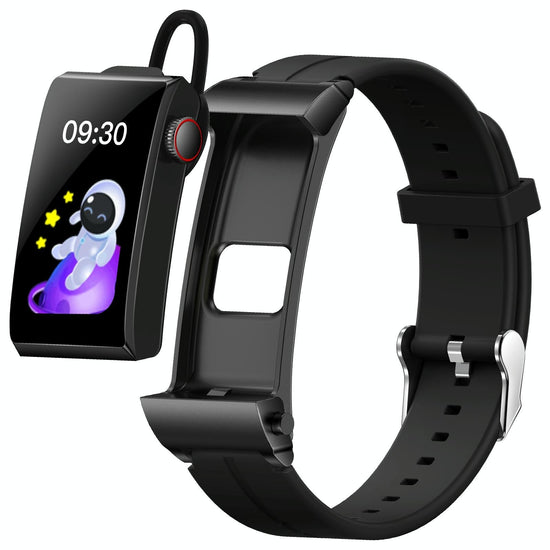 1.5 Inch Silicone Band Earphone Detachable Ip68 Waterproof Smart Watch Support Bluetooth Call - Red