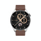 Smart Leather Watch With Colour Screen - Silver