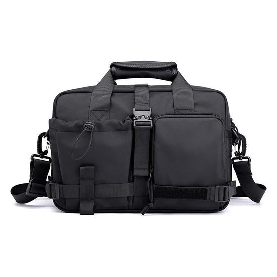 Large Capacity Men Shoulder Messenger Bag Fits Laptops Multi Functional - Black