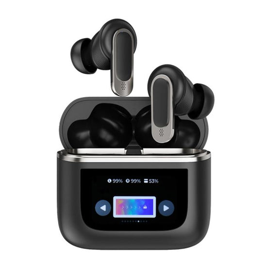 Wireless Anc Bluetooth Earphones with Touch Screen and Active Noise Reduction - Black