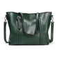 Stylish All-Match Leather Handbag - Wax Finish - Khaki