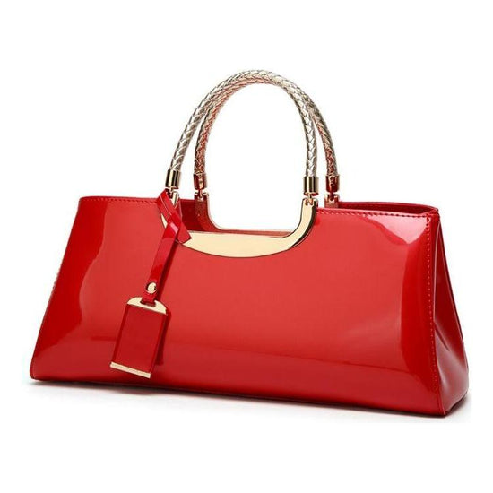 Patent Leather Shoulder Bag For Women - Glue Closure - Red