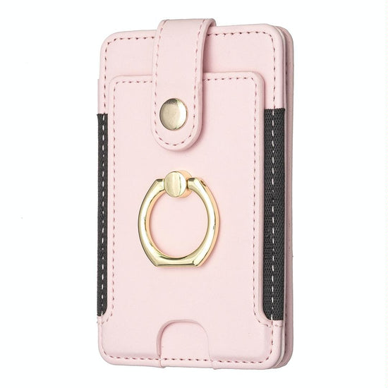 Metal Ring Card Bag Sticker For Mobile Phones - Pink