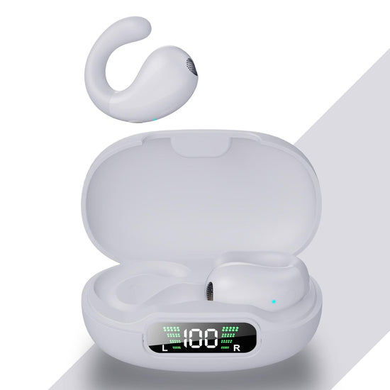 Wireless Bluetooth Earphone with Charging Case - Clip-on - White