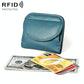 Women Leather Rfid Blocking Coin Purse - Compact Design - Blue