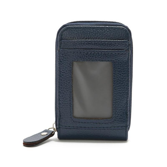 Woven Mini Coin Purse For Ladies Student Id & Card Holder - Navy Blue