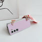 For Samsung Galaxy Z Fold4 5G Leather Phone Case With Metallic Paint And Scarf Bracelet - White