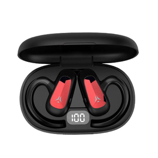 Digital Display Bluetooth Earphones - Bone Conduction Stereo - Red
