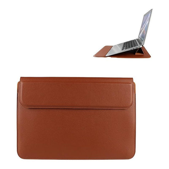 Leather Laptop Liner Bag - 14.1-15.4 Inches With Stand Function - Cowhide Yellow
