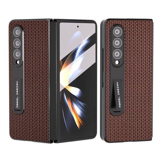 Premium Leather Phone Case With Holder For Samsung Galaxy Z Fold 4 / 5G - Luxury Design