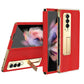 For Samsung Galaxy Z Fold4 5G Flip Case With Tempered Film - Textured Hinge - Red