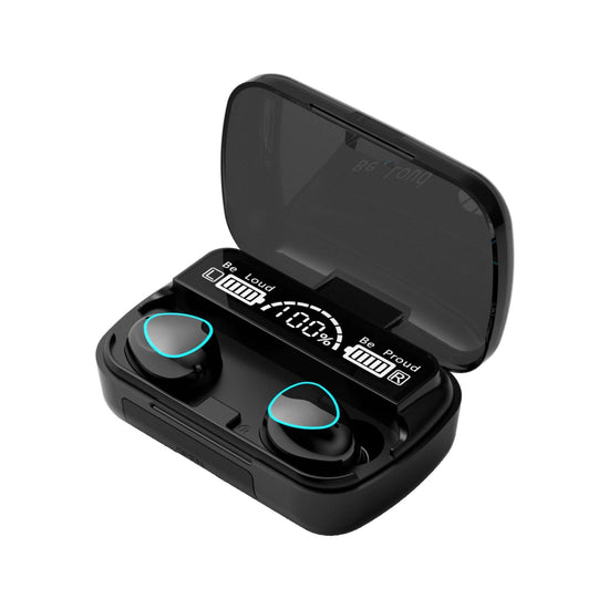 Wireless Bluetooth 5.0 Earphones with Digital Display and Charging Box - Black