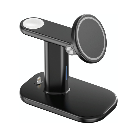 3 In 1 Magnetic Wireless Charger Stand 15W - Black