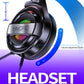 Usb Wired Gaming Headset With Mic & Rgb Light 1.67M Cable Black