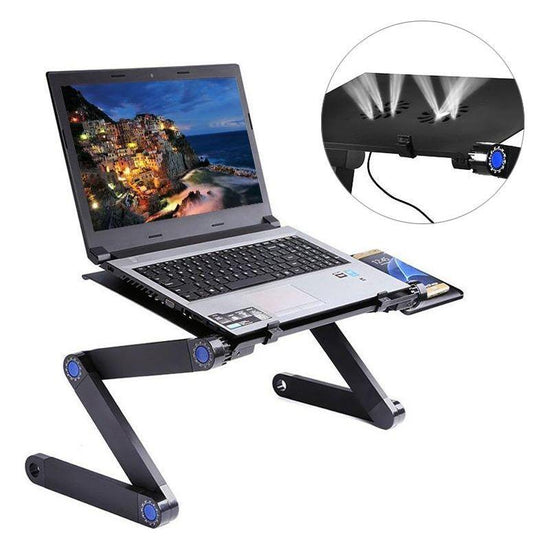 Adjustable Laptop Stand With Fans & Mouse Pad - Portable & Foldable