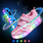 Rechargeable Double Wheel Roller Skating Shoes - Ultra Light Mesh Surface - Size 30 - Black