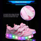 Rechargeable Double Wheel Roller Skating Shoes - Ultra Light Mesh Surface - Size 30 - Black