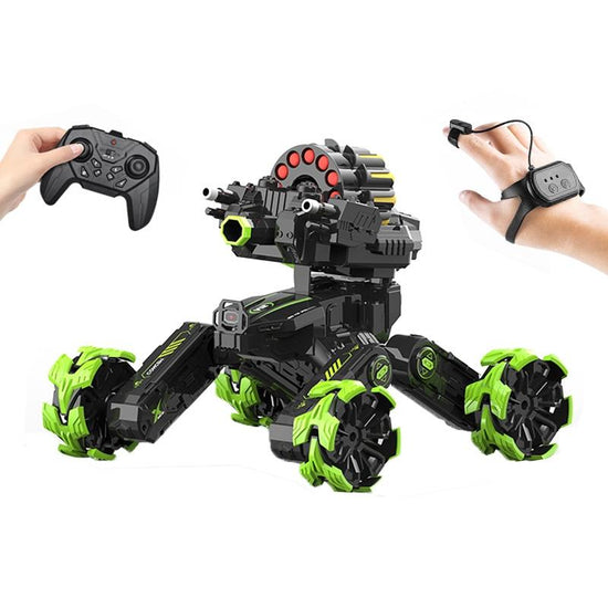 Remote Control Car - Dual Control Soft Bomb - Four-wheel Battle Blooming Tire Spray - Green