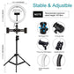 Horizontal Dual Phone Brackets With Tripod Mount & Led Ring Light Kit For Vlogging And Live Broadcasts
