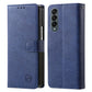 For Samsung Galaxy Z Fold4 5G Leather Texture Phone Case - Pu Tpu - Dark Blue