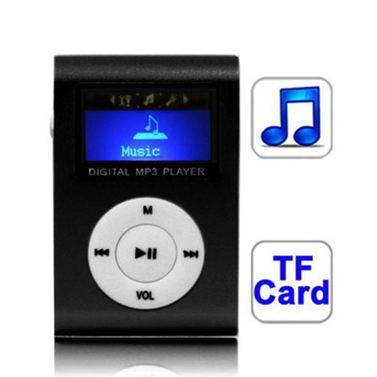 Lcd Mp3 Player With Tf / Micro Sd Slot & Metal Clip - Black