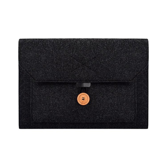 Versatile Felt Laptop Inner Bag with Button Closure - Black