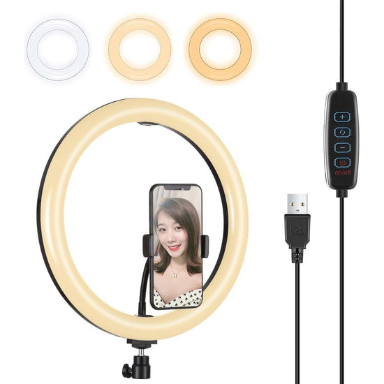 30Cm Usb Dual Colour Led Ring Light With Phone Clamp